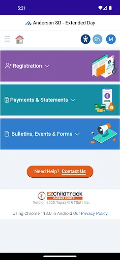 EZChildTrack Parent Portal screenshot