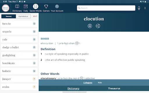 Dictionary - Merriam-Webster screenshot