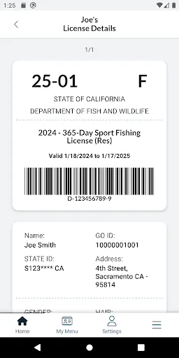 CDFW License screenshot