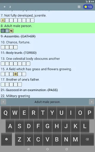 English Crossword Puzzle screenshot