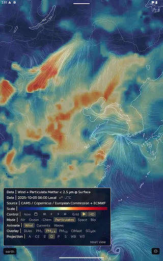 Nullschool - explore weather screenshot