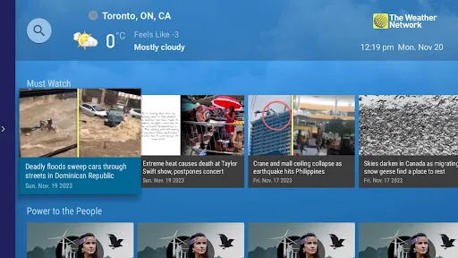 The Weather Network TV App screenshot