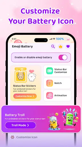 Emoji Battery Icon Customize screenshot