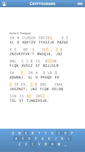 Cryptogram · Cryptoquote Game screenshot