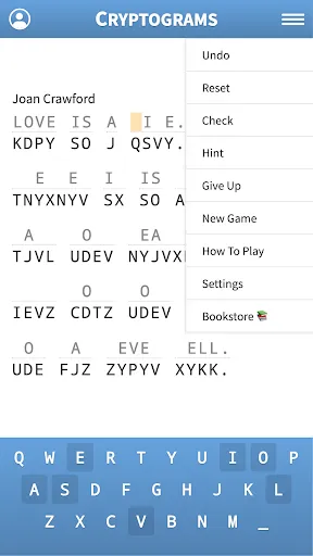 Cryptogram · Cryptoquote Game screenshot
