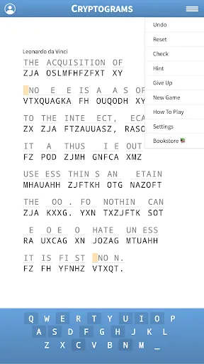 Cryptogram · Cryptoquote Game screenshot