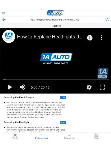 1A Auto: Parts & Repair Videos screenshot