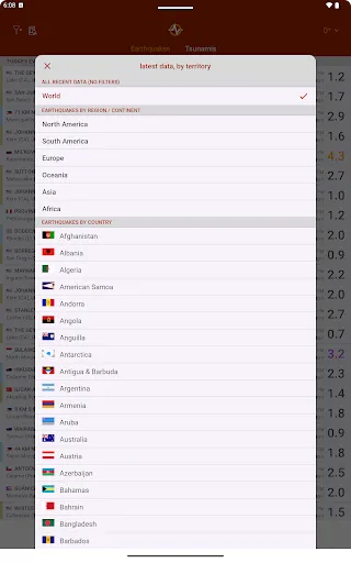 Earthquake screenshot