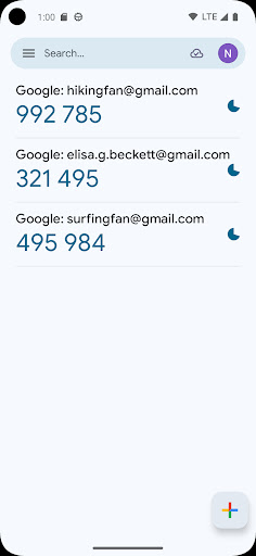 Google Authenticator screenshot