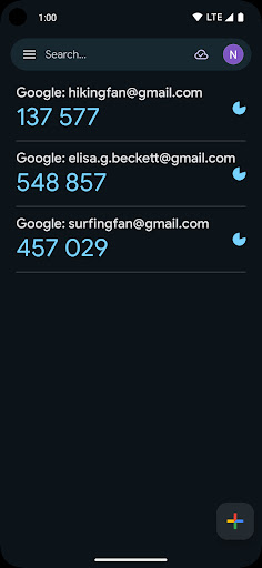 Google Authenticator screenshot