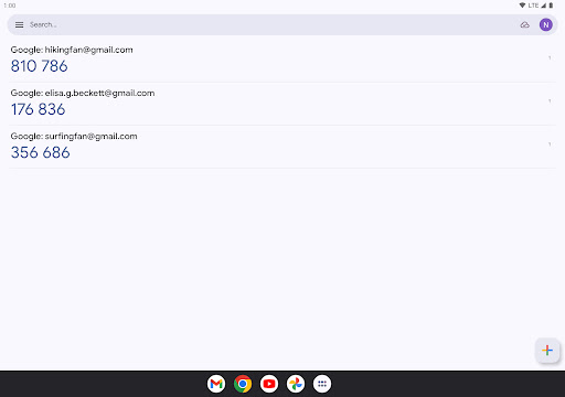 Google Authenticator screenshot