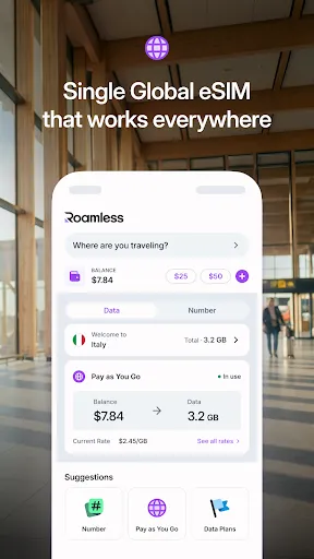 Roamless: eSIM & 2nd Number screenshot