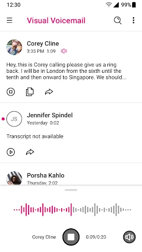 T-Mobile Visual Voicemail screenshot
