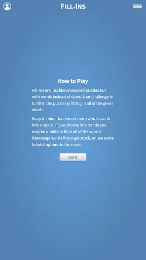 Fill-Ins · Word Fit Puzzles screenshot