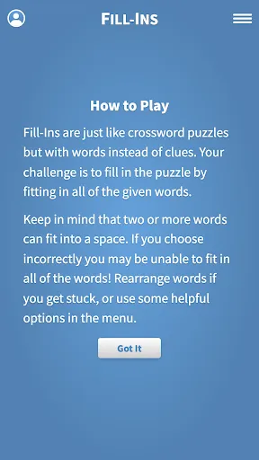 Fill-Ins · Word Fit Puzzles screenshot
