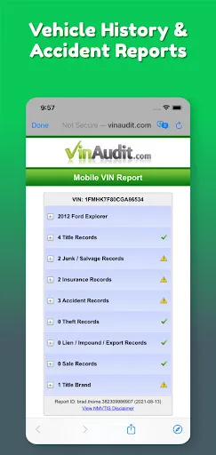 VIN Check Report for Used Cars screenshot