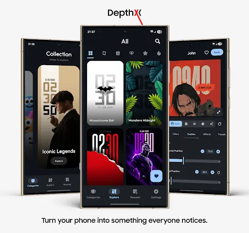 DepthX - Live Clock Wallpapers screenshot
