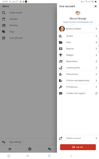 Moodle screenshot