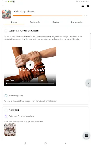 Moodle screenshot