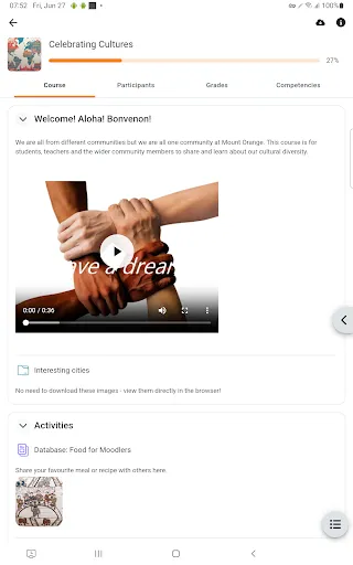 Moodle screenshot