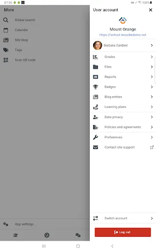 Moodle screenshot