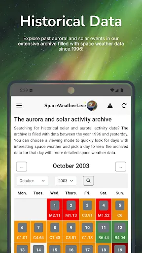 SpaceWeatherLive screenshot