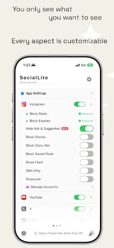 Sociallite -Block Reels&Shorts screenshot