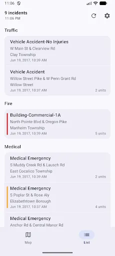 Lancaster County Incidents screenshot
