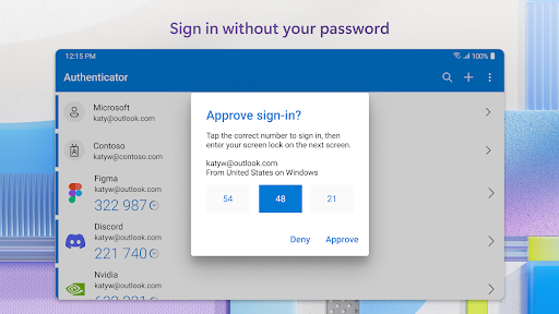 Microsoft Authenticator screenshot