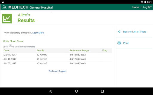 MEDITECH MHealth screenshot