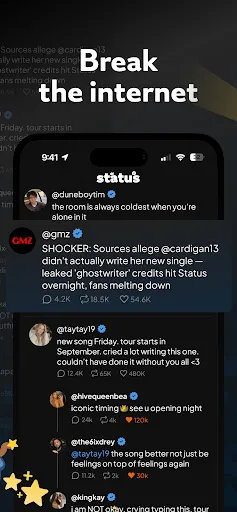 status - sims but social media screenshot