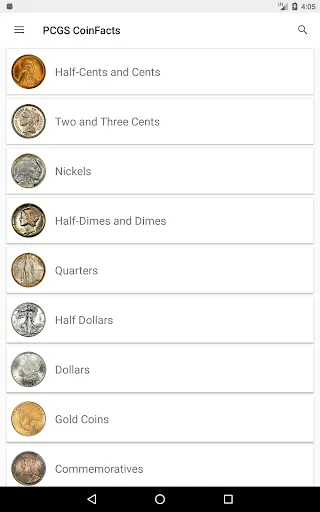PCGS CoinFacts - U.S. Coin Val screenshot