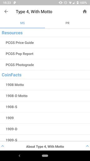 PCGS CoinFacts - U.S. Coin Val screenshot