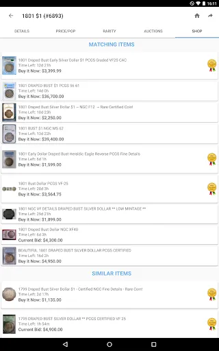 PCGS CoinFacts - U.S. Coin Val screenshot