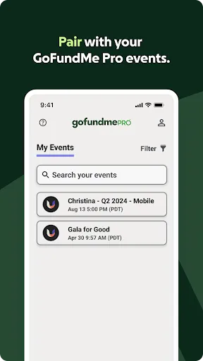 GoFundMe Pro Live Events screenshot