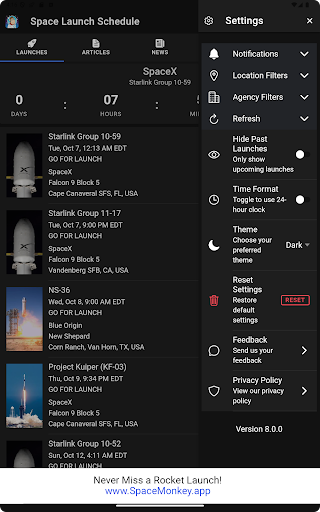 Space Launch Schedule screenshot
