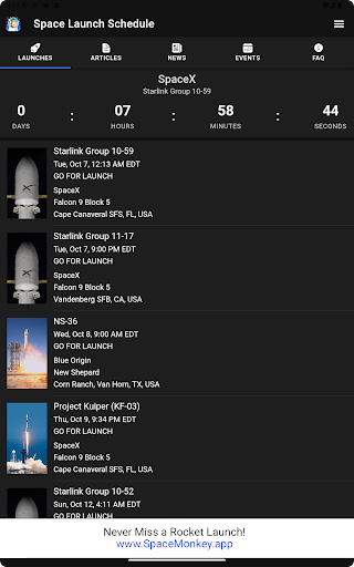 Space Launch Schedule screenshot