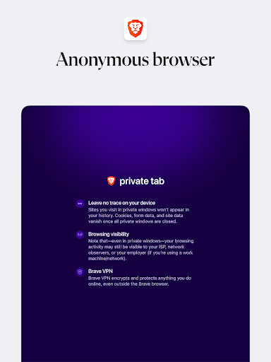 Brave Private Web Browser, VPN screenshot