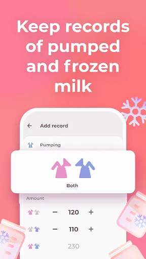 Breastfeeding tracker Pump log screenshot