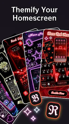 Neon Red Heartbeat Theme screenshot