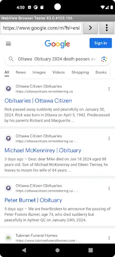 Local Obituary Search screenshot