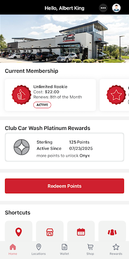 Club Car Wash Mobile App screenshot