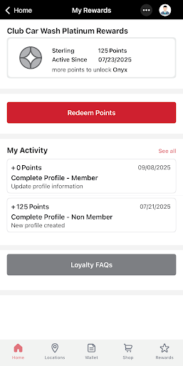 Club Car Wash Mobile App screenshot
