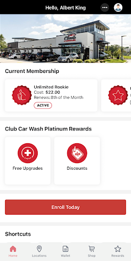 Club Car Wash Mobile App screenshot