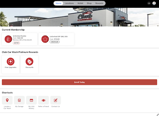 Club Car Wash Mobile App screenshot