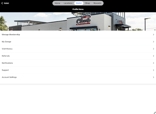 Club Car Wash Mobile App screenshot