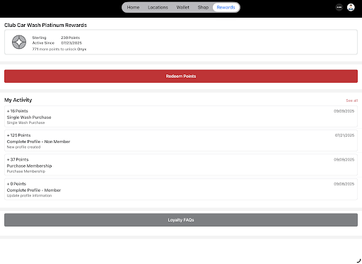 Club Car Wash Mobile App screenshot