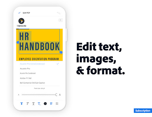 Adobe Acrobat Reader: Edit PDF screenshot
