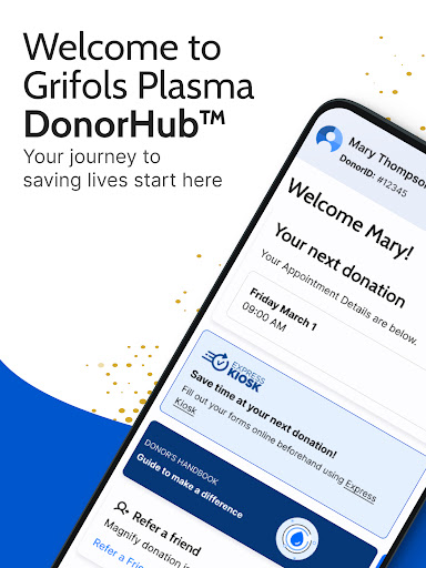 Grifols Plasma Donor Hub screenshot